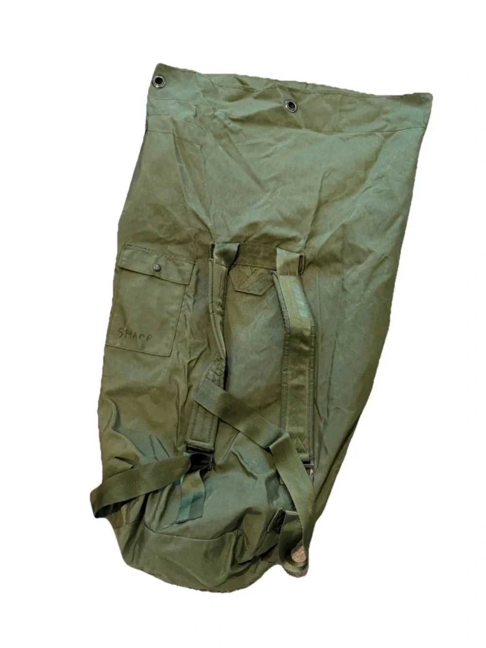 USGI Olive Drab Top Load NylonDuffle Bag with BackpackStraps USA Armed Forces